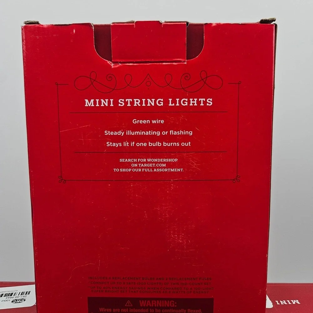 Wondershop 3pk 100ct Clear Mini String Lights Green Wire Indoor Outdoor New
